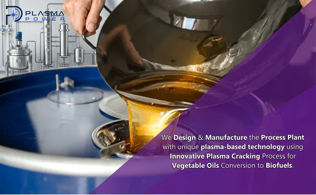 Plasma treatment of the waste oil, vegetable oil, etc. for production of pure synthesis gas 